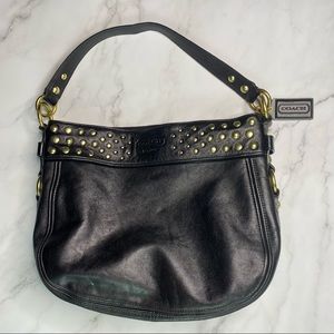 Black leather coach purse
